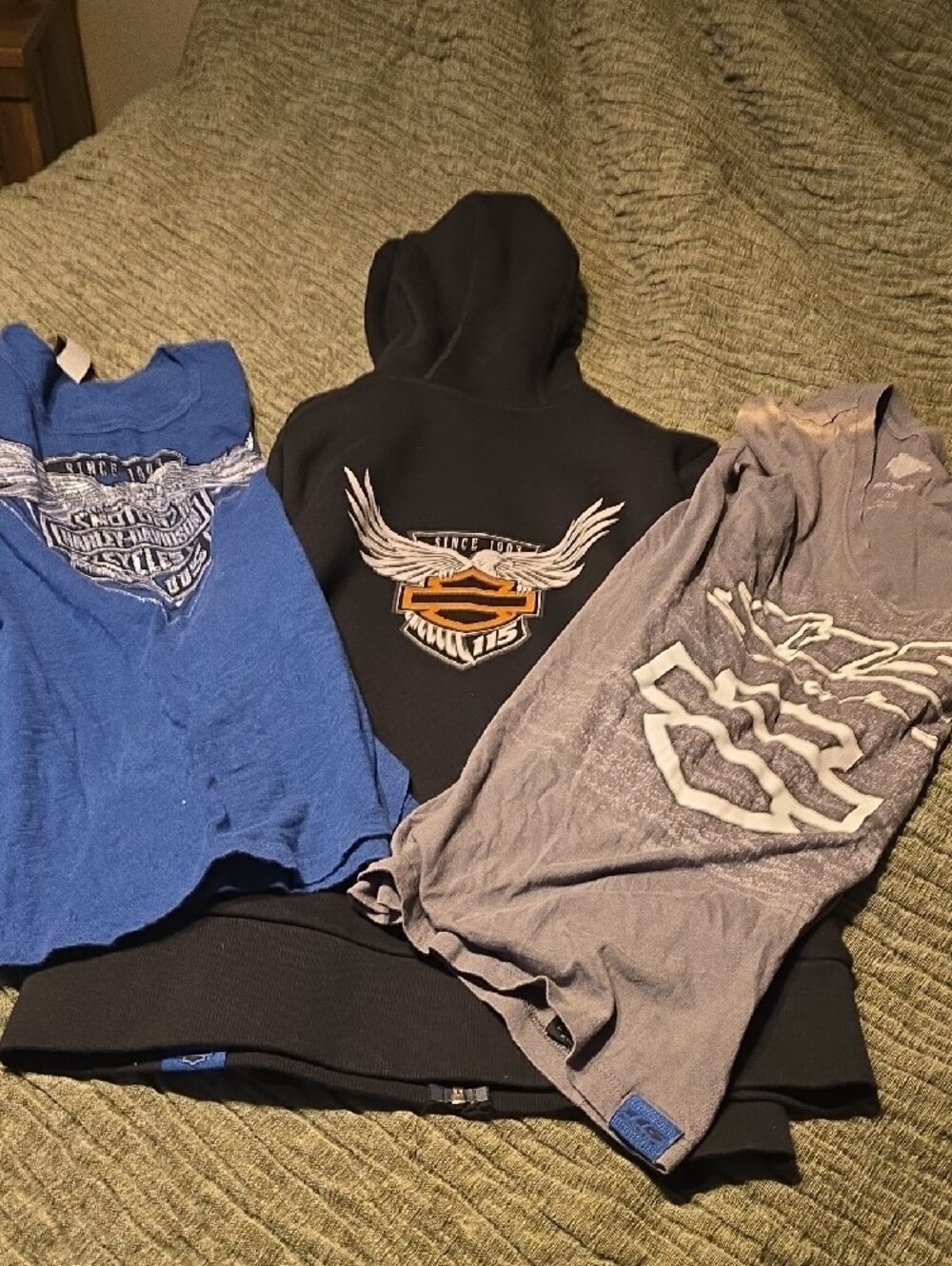Harley-Davidson Black Hooded Zip Sweatshirt 2 Tops Blue Lable Limited Edition